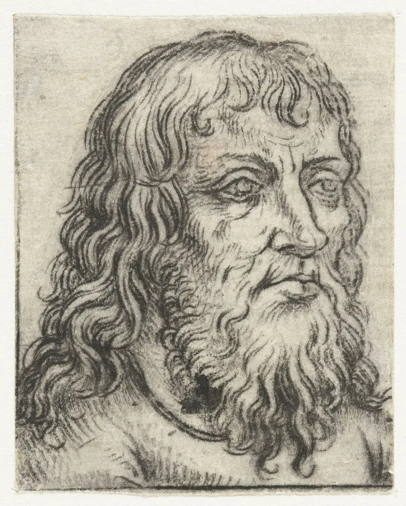 Portrait of an old man by Meester van het Amsterdamse Kabinet, drypoint
