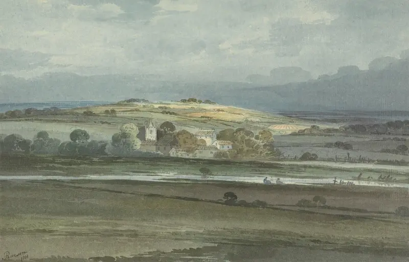 Landscape depicting hills at twilight by William Pearson, oil painting