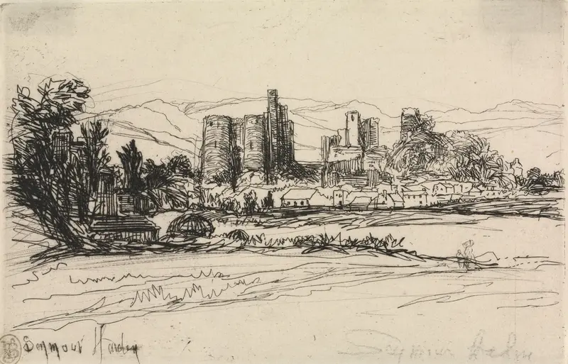 Etching of Kidwelly Castle by Francis Seymour Haden