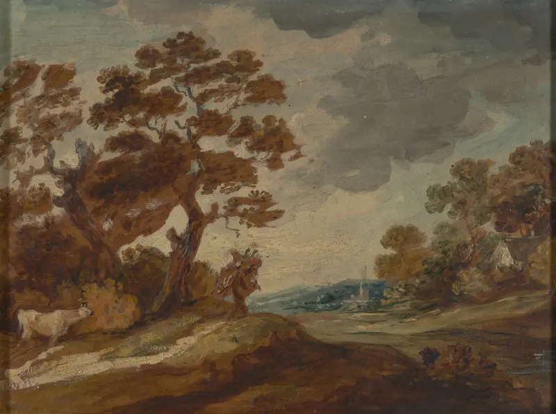 Landscape with a cow in the foreground, oil on canvas by Gainsborough Dupont