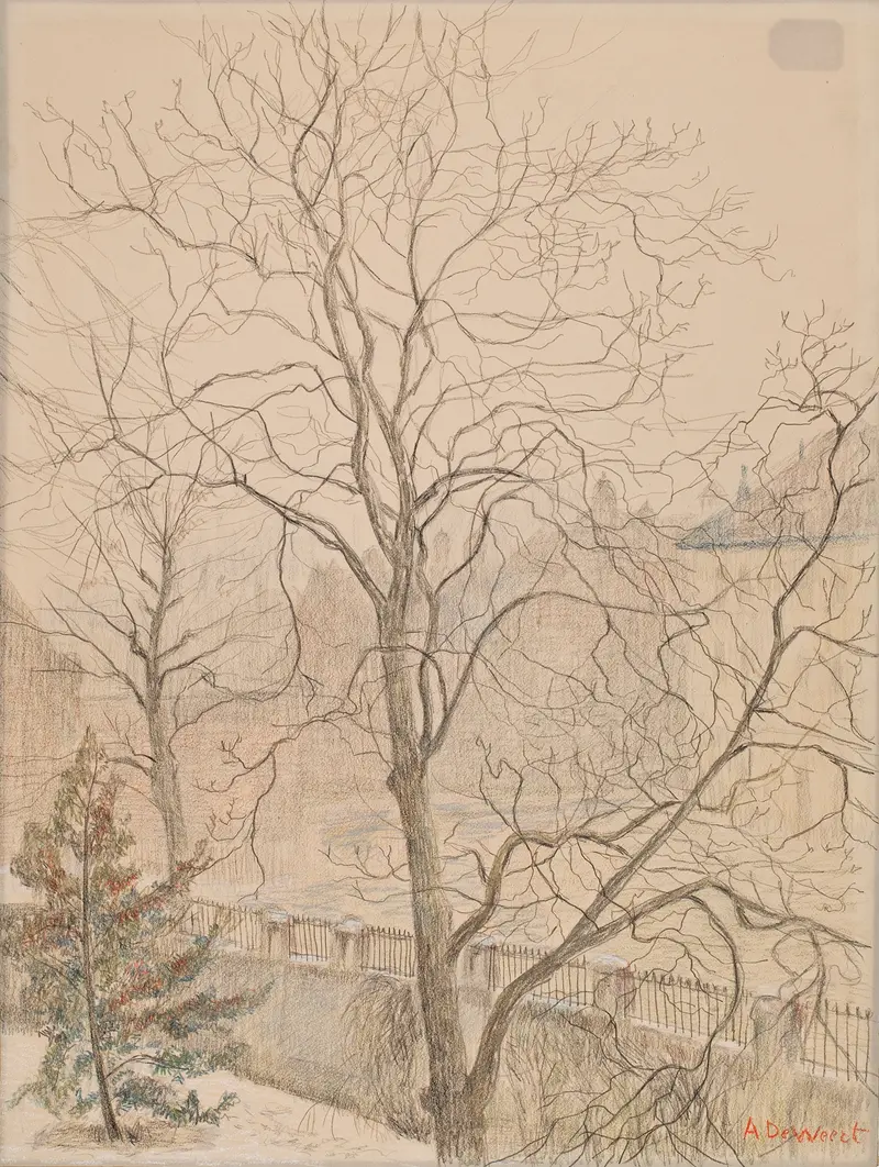 Still life of a walnut in fog by Anna De Weert, oil painting
