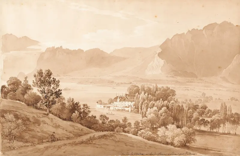 Landscape of Vue de la Chadou au Lac de Thoune by Jacques Henri Juillerat, oil painting
