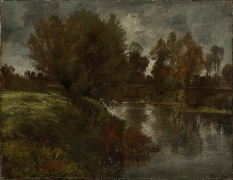 Impressionist landscape with a river and mist by Peter Burnitz