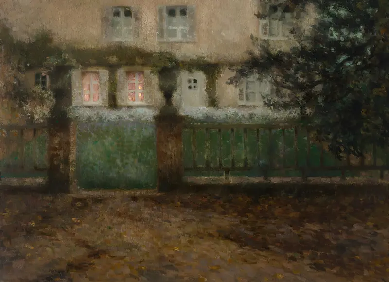 A serene autumn landscape painting by Henri Le Sidaner.