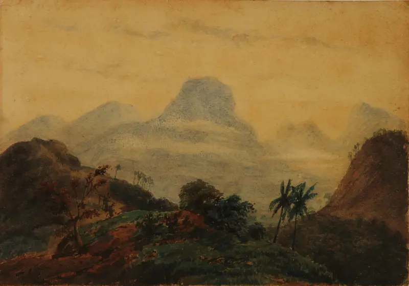 Landscape by Prilidiano Pueyrredòn, oil painting depicting rolling hills and vibrant greenery