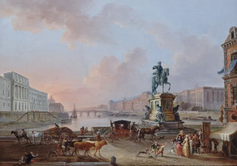 La Monnaie, le Pont Royal et le Louvre, oil on canvas by Jean-Baptiste Lallemand