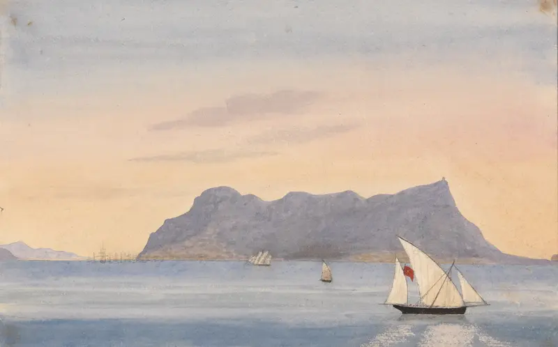 Landscape of The Rock of Gibraltar by George Lothian Hall, oil painting