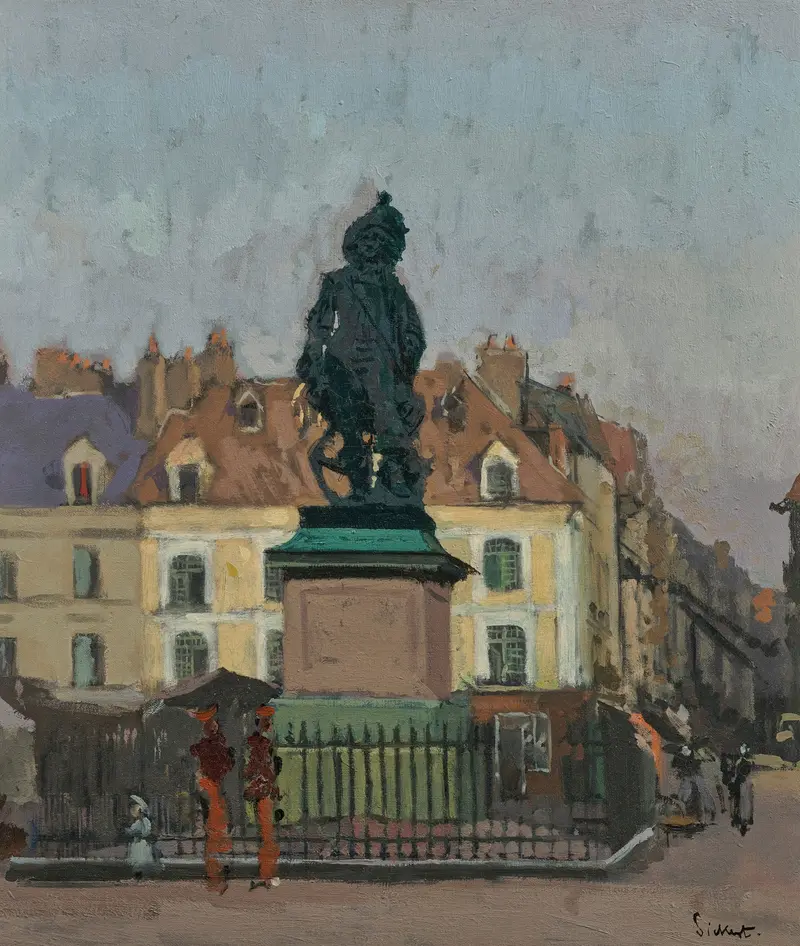 Le Grand Duquesne by Walter Richard Sickert, oil painting of a building illuminated by soft light.