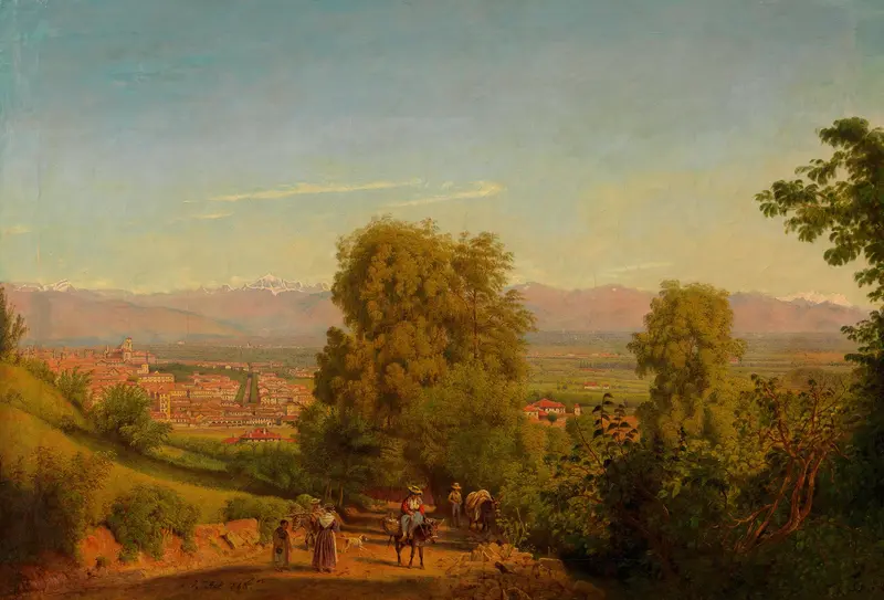 Landscape of Turin with mountains, oil painting by Jakob Alt