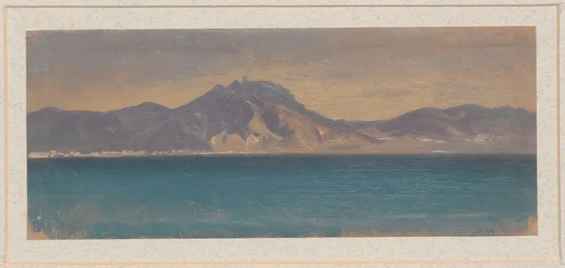 Landscape of Capri with azure waves and cliffs, oil on canvas by Arthur Blaschnik