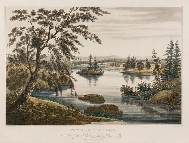 Landscape with a river and trees, oil painting by William Guy Wall