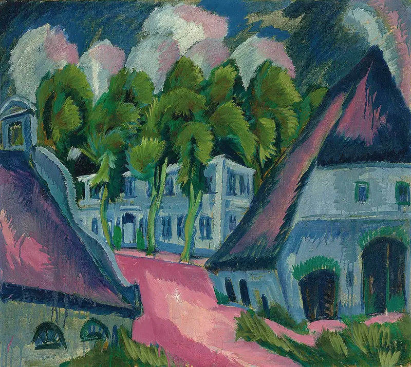 Figurative oil painting by Ernst Ludwig Kirchner depicting a vibrant dance scene.