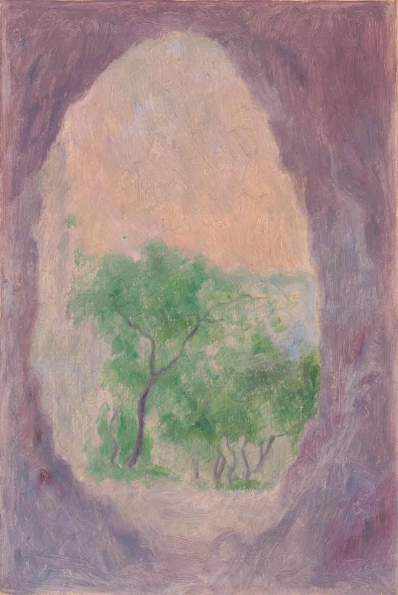 Landscape I by Dezider Czölder, oil on canvas depicting lush hills and greenery