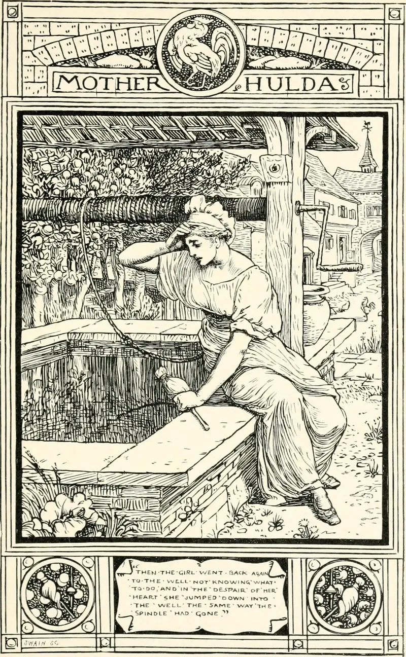 Walter Crane's 'Mother Hulda' depicts a scene from German folklore.