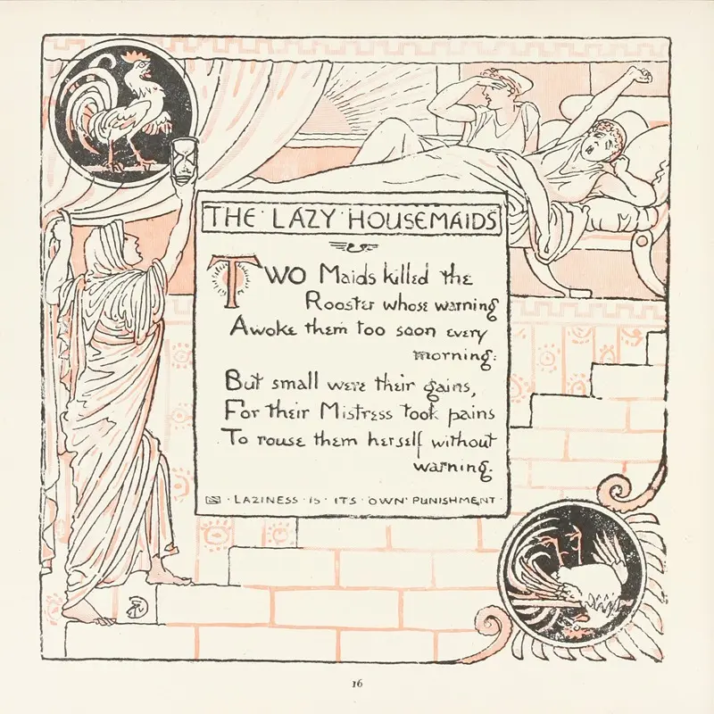 A depiction of housemaids in a relaxed setting, showcasing domestic life.