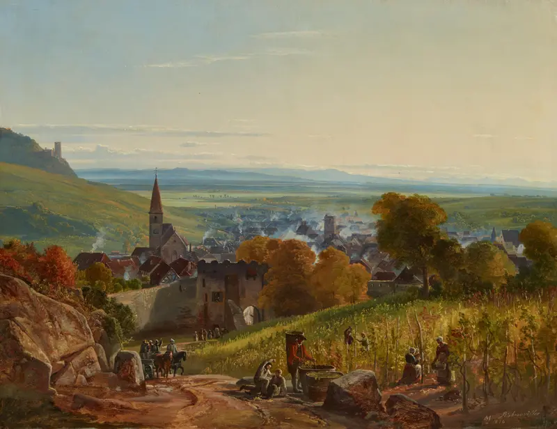 Landscape with travelers, oil on canvas by Christian Ernst Morgenstern