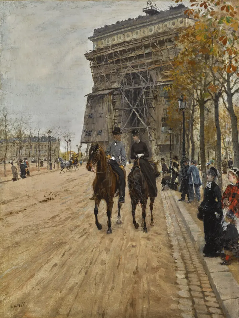 L’arc de Triomphe, Paris by Giuseppe De Nittis, oil on canvas
