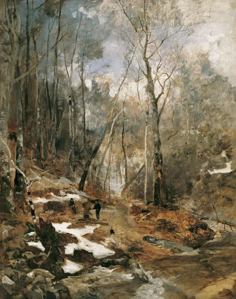 Landscape depicting early spring in the Wienerwald by Emil Jakob Schindler, oil painting