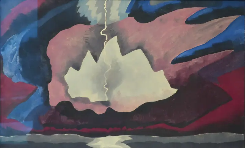 Arthur Dove's 'Thunder Shower' captures a dynamic landscape with vibrant colors.