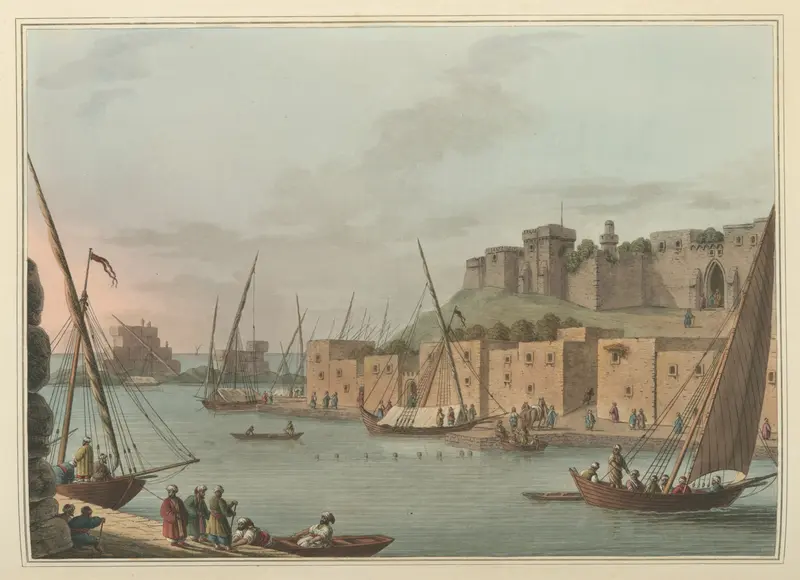 Castle in the Island of Tortosa by Luigi Mayer, watercolor on paper