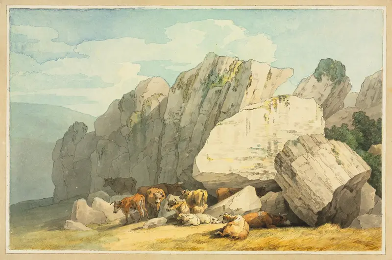 Landscape depicting Leigh Tor Rocks at Poundsgate, oil painting by John White Abbott