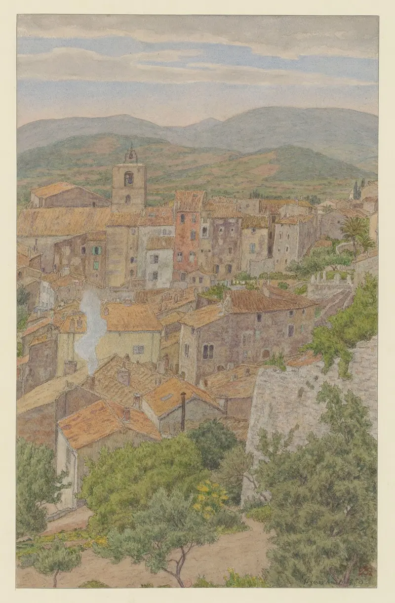 Henri Rivière's 'Hyères' captures a serene coastal landscape.