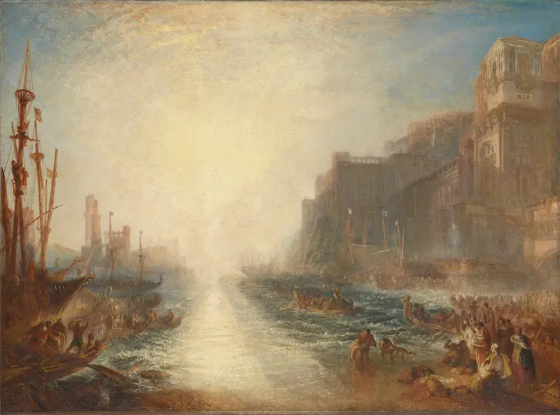 A dramatic depiction of the Roman general Regulus facing the blinding sun.
