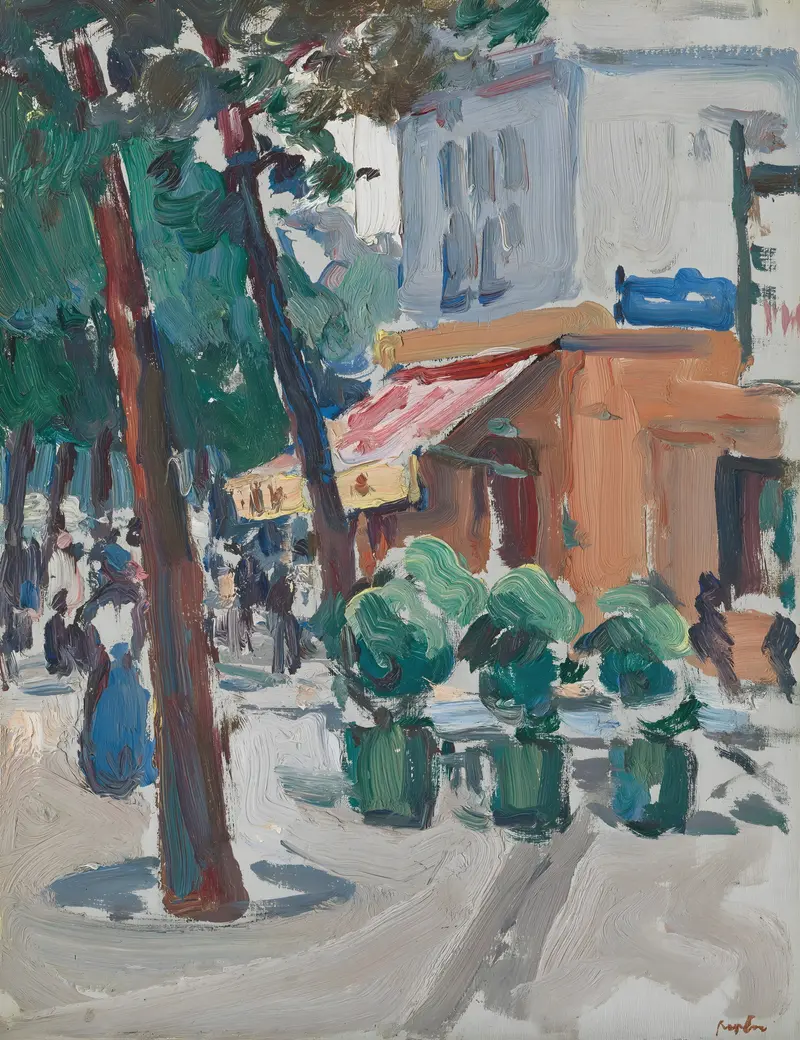 Genre scene in Luxembourg Gardens, oil painting by Samuel John Peploe