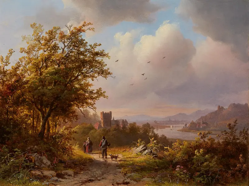 Landscape of the Rhine Valley, oil on canvas by Johann Bernhard Klombeck