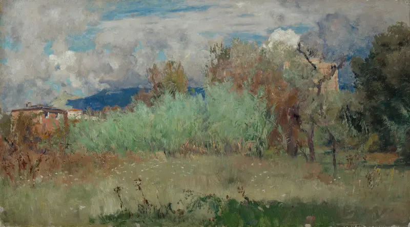 Lush foliage and light in a landscape by Eugen Bracht, oil painting