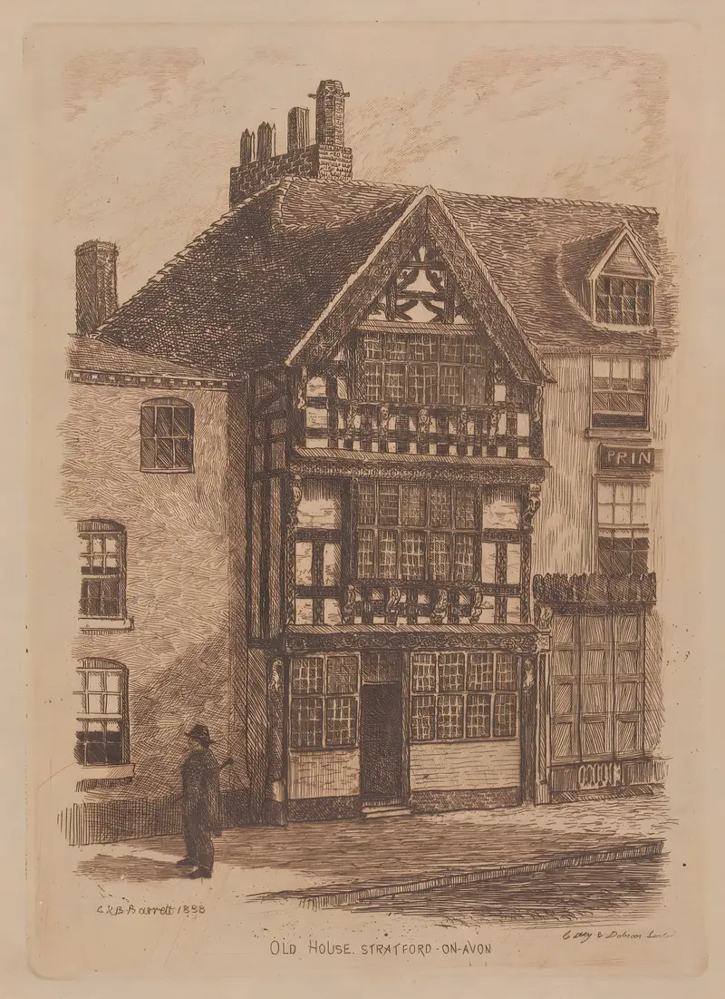 Old House in Stratford on Avon, oil on canvas by George Barret Jr.