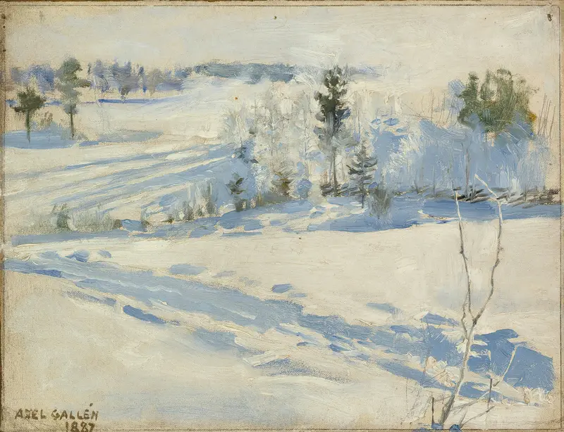 Winter Landscape by Akseli Gallen-Kallela, oil on canvas depicting a serene snow-covered landscape.