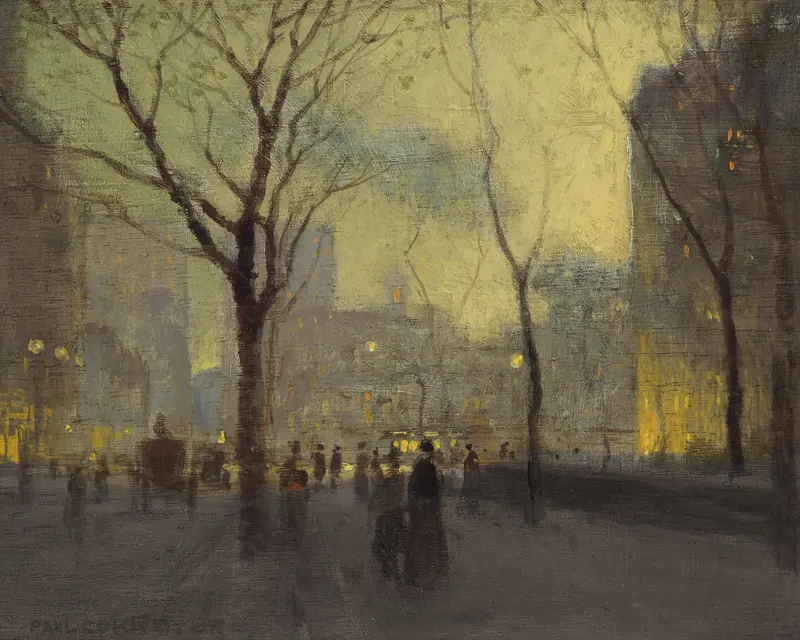 Plaza Hotel in the Rain by Paul Cornoyer, impressionism, architecture