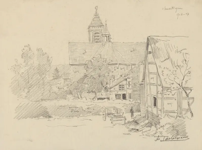 Eglise et village de Chevetogne, oil on canvas by Jean-François Taelemans