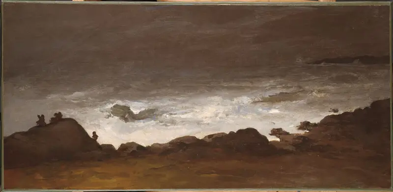 Seascape by William Morris Hunt, oil on canvas depicting ocean waves and clouds