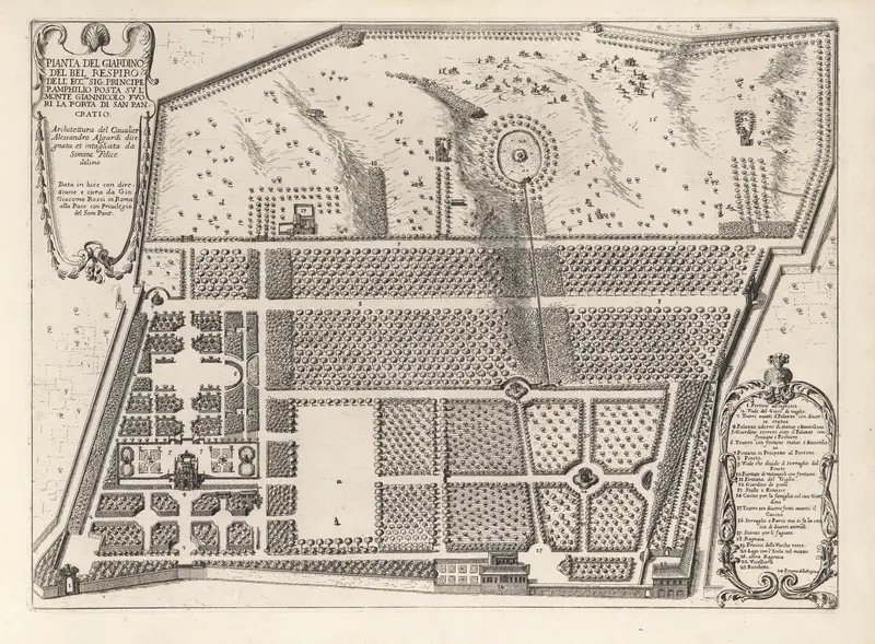 Botanical garden scene by Giovanni Battista Falda, 17th century