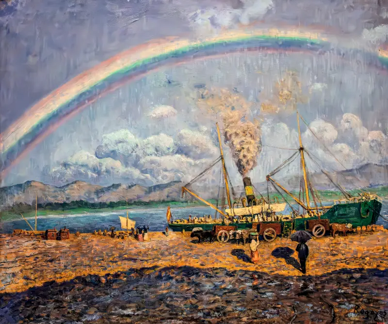 Seascape with stormy rain, oil painting by Darío de Regoyos