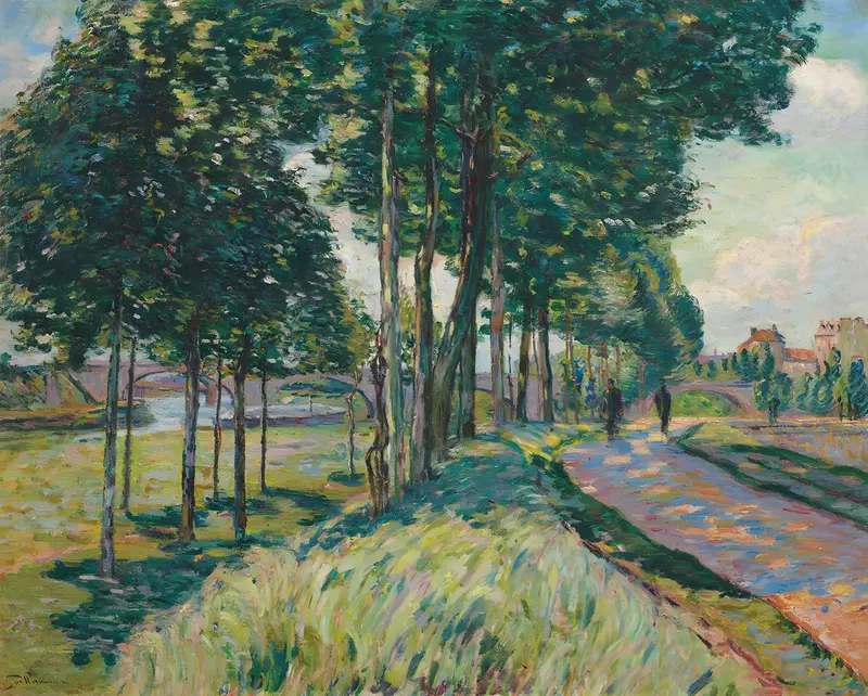 A vibrant landscape painting by Armand Guillaumin depicting the Seine River.