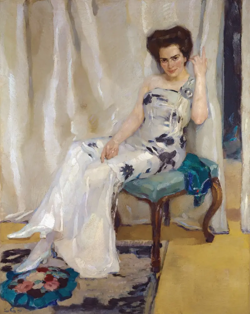 Portrait of Cara Sophia Köhler by Leo Putz, showcasing a woman in a serene setting.