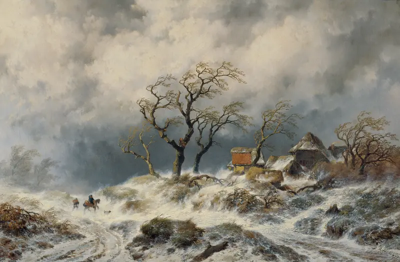 Holländische Winterlandschaft (Schneewehen) oil painting by Remigius Adrianus van Haanen depicting a winter landscape.