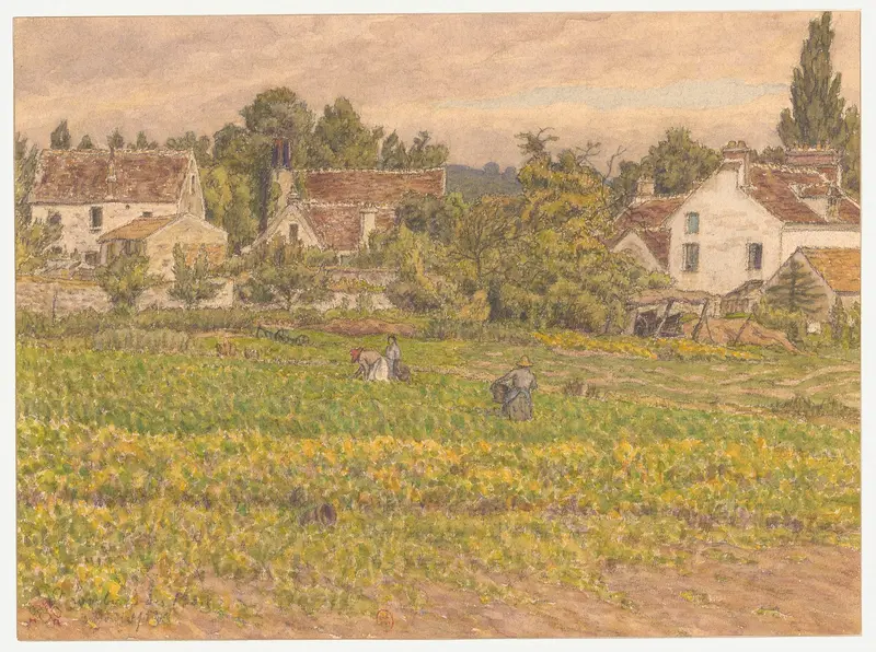 Landscape drawing by Henri Rivière, 1923, featuring swirling forms and nature.