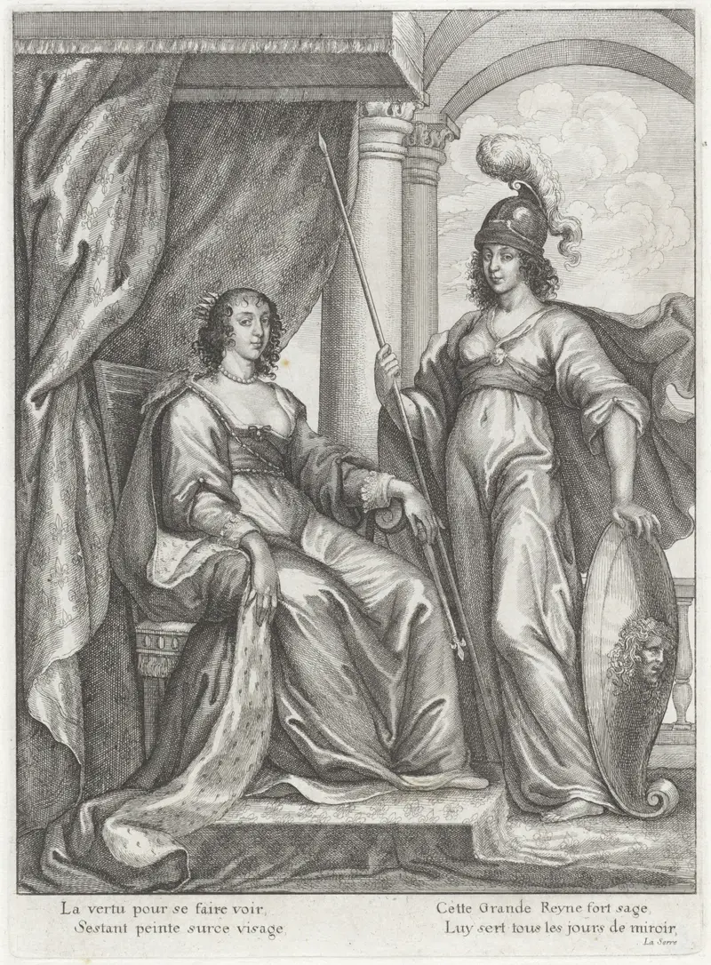 Portrait of Henrietta Maria van Bourbon, queen of England, etching by Wenceslaus Hollar