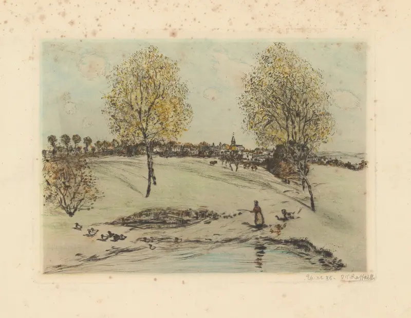 Landscape of Le village sur la colline, oil painting by Jean François Raffaëlli