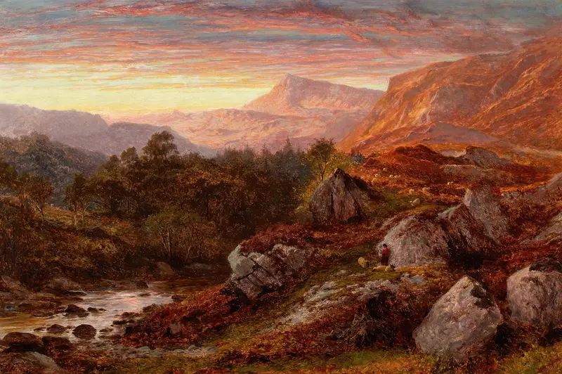 Landscape of The Valley of the Lleder by Benjamin Williams Leader, oil painting
