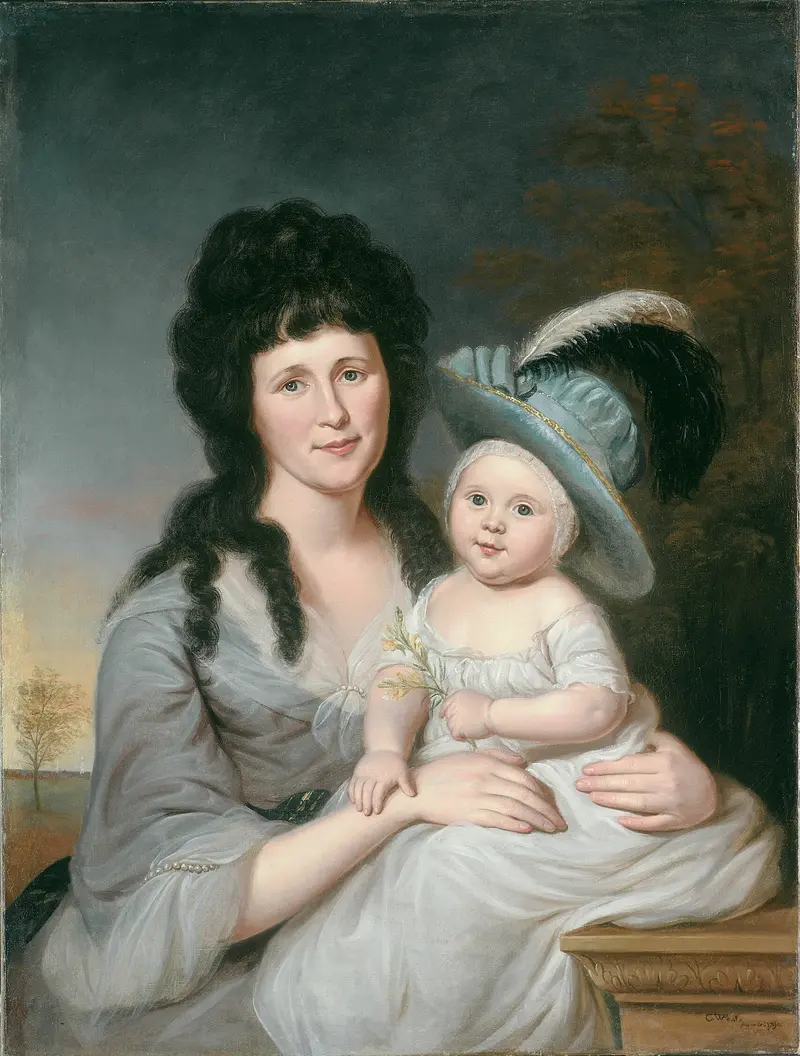 Portrait of Mrs. John Nicholson and child, oil on canvas by Charles Willson Peale