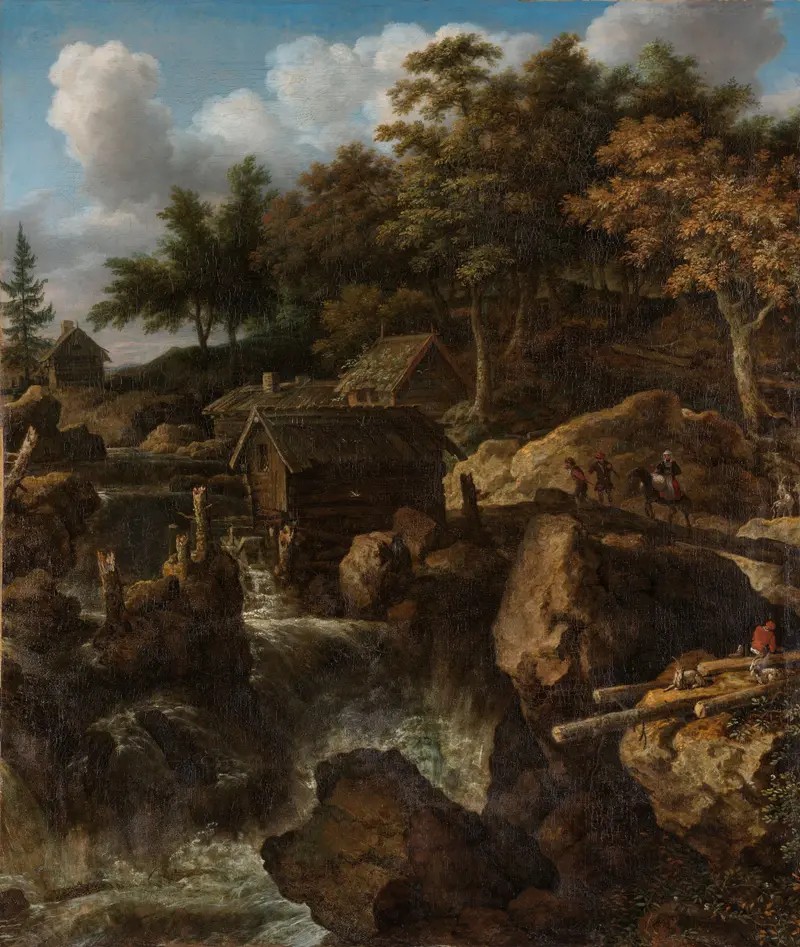 Swedish Landscape with a Waterfall, oil painting by Allaert van Everdingen