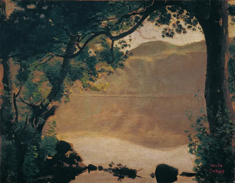 Landscape with a lake and trees, oil painting by Jean-Baptiste-Camille Corot