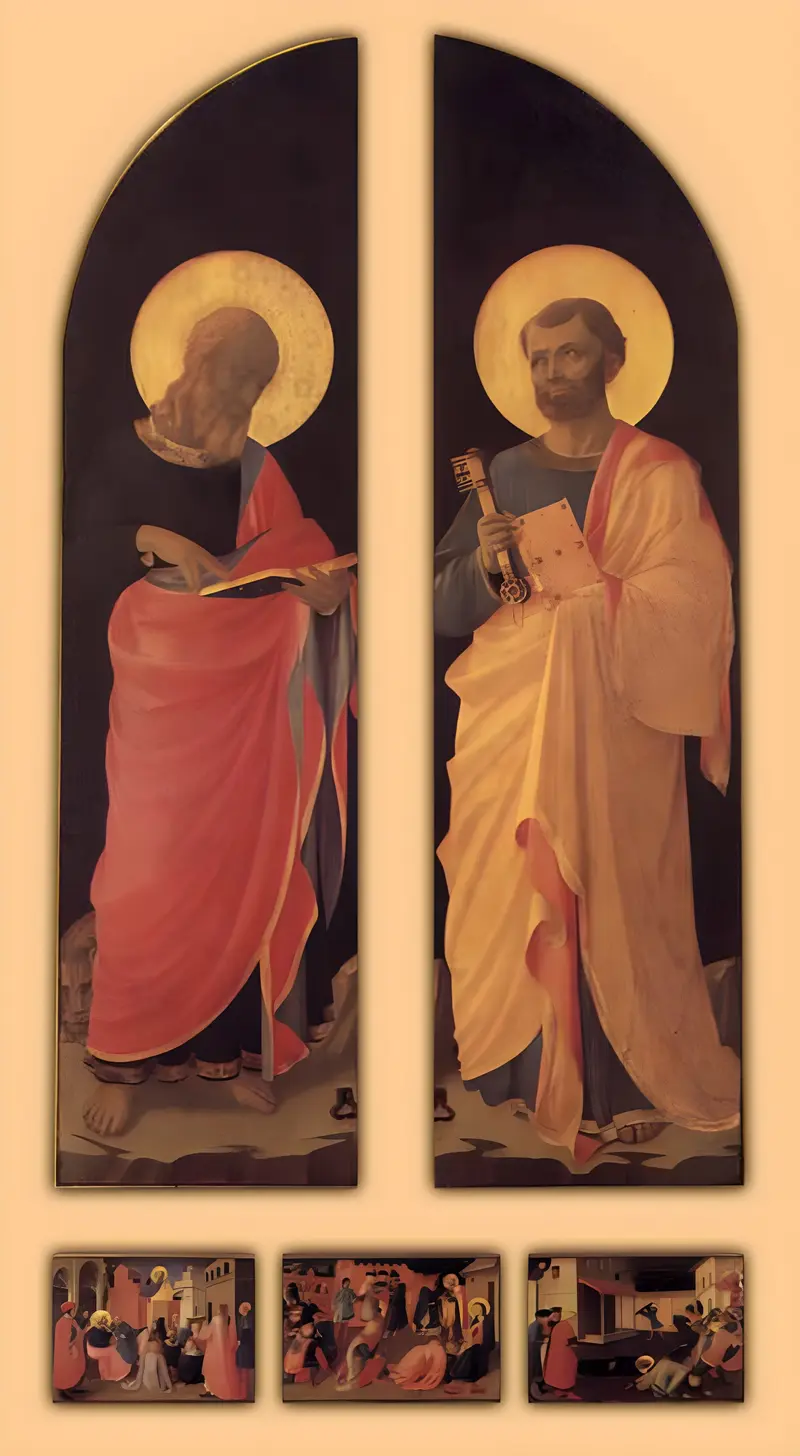 The Tabernacle of the Linaioli by Fra Angelico, featuring the Virgin Mary and Christ Child surrounded by saints.