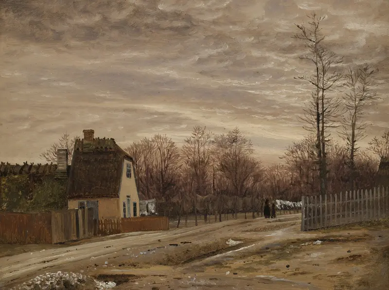 Evening after a Thaw, oil on canvas by Vilhelm Kyhn, depicting a thawing landscape at twilight.