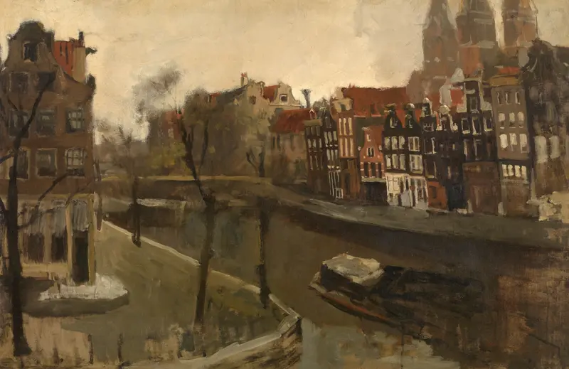 Impressionist landscape of Prinsengracht in Amsterdam by George Hendrik Breitner